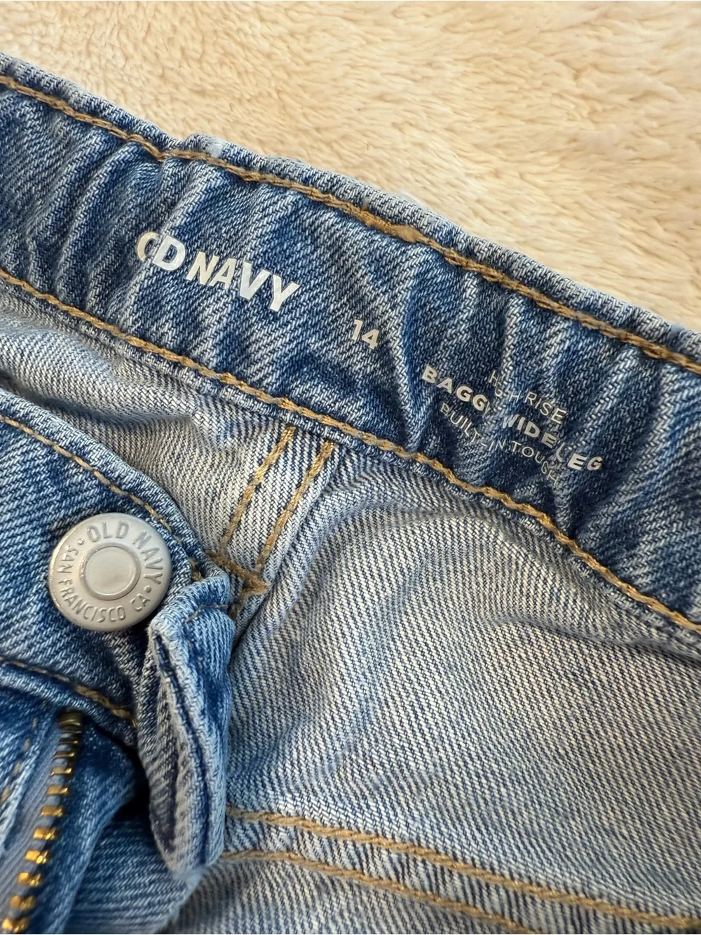 Old Navy Girls High Rise Relaxed Baggy Wide-Leg Jeans - Light Blue